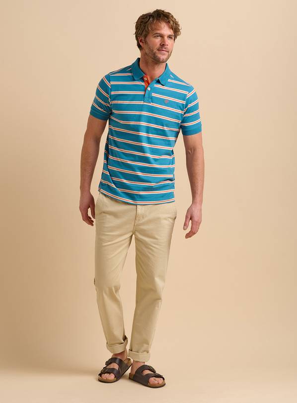 BRAKEBURN Blue Orange Stripe Polo L